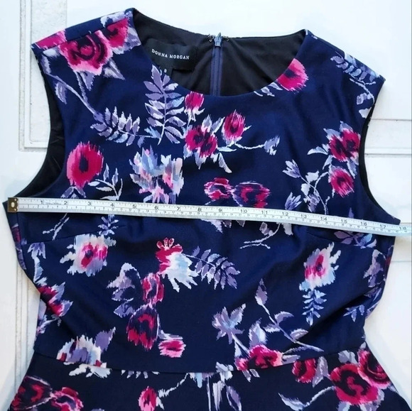 Donna Morgan Blue with Pink Floral Dress Size 8 - Picture 6 of 10